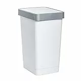 TATAY Pattumiera per Umido Smart, 25L di Capacita, Coperchio Inclinabile , Polipropilene, senza BPA, Sacco della Spazzatura da 30 litri, Bianco. Misure 26 x 34 x 47cm