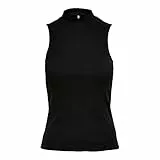Only Onlnessa-Top a Coste con Scollo Alto Gilet, Nero, S Donna