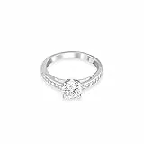 Swarovski Anello Attract, Taglio tondo, Pavé, Bianco, Placcato rodio