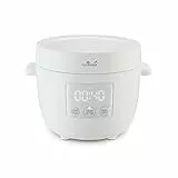 Yum Asia Tsuki mini cuociriso con ciotola in ceramica Shinsei (2,5 tazze, 0,45 litri) 5 funzioni di cottura del riso, 2 funzioni multicooker, display a LED nascosto, 220-240V (Pebble White)