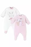 Chicco Set Tutine In Ciniglia con piedino, Tutina invernale Unisex 0-24, Rosa, 0-3 Mesi (pacco da 2)