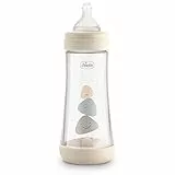 Chicco PERFECT 5 Biberon Anticolica 300 ml, Biberon Flusso Veloce 4 Mesi + con Tettarella in Morbido Silicone, Biberon Biofunzionale con Intui-flow System da 300 ml, Beige, Neutro