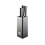 MasterChef Set Coltelli da Cucina con Ceppo Universale, Portacoltelli con Lama Affilato per Pane, Carne, Verdure e altro, Acciaio Inox, Prova di Calore, Manici Neri, 5 Pezzi
