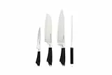 Excelsa Soul Cook Set 4 Coltelli da Cucina, Manico Nero, Acciaio INOX