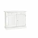 Mar.c.a. Design - Credenza Soggiorno, Legno di Pioppo Bianco Opaco Elegante, Credenza Arte Povera Made in Italy, Mobile Soggiorno con 2 Porte - Misura 105X42X85h