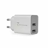 Caricatore TECHMADE PORTA USB-A (2 PORTE) FAST CHARGE da Muro, Caricabatterie Alimentatore Presa USB-A (2 Porte), Spina Compatibile con iPhone, Samsung, Huawei, Xiaomi, Android…
