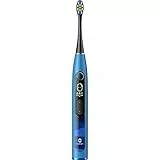 Oclean X10, Spazzolino elettrico sonico intelligente, 5 modalità di spazzolamento, ricarica rapida 3 ore per una durata di 60 giorni, timer di 2 minuti e sensore di pressione,(blu)