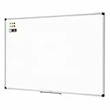 Amazon Basics Lavagna bianco, cancellabile a secco, con supporto porta-pennarelli e bordi in alluminio, 120 cm x 90 cm