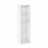 Furinno 11055 Librerie, Legno, Bianco, 5 scomparti