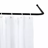 Wenko Asta doccia angolare universale nero, Tubo per tenda da doccia , Alluminio, 2 x 2 cm, Nero