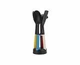 Joseph Joseph Elevate Slim - Set di 4 utensili da cucina, spatola, cucchiaio, giradischi con supporto, multicolore