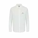 Armani Exchange A| x Long Sleeve Icon Logo Button Shirt Camicia, Bianco, XL Uomo