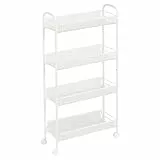Amazon Basics Carrello portavivande in metallo, 4 ripiani, colore bianco