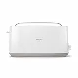 Philips Tostapane - Fessura Ampia, 8 Impostazioni, Scongelamento e Scalda Brioche Integrato, Antiscottature, Auto Spegnimento, Bianco (HD2590/00)