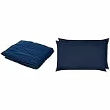 Amazon Basics Lenzuolo con angoli in microfibra, 140 x 200 x 30 cm, Blu scuro & Federe in microfibra, 50 x 80 cm, Set di due Blu navy