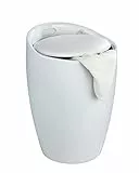 WENKO Portabiancheria e sgabello da bagno Candy bianco - collettore de lavanderia, ABS, 36 x 50.5 x 36 cm, Bianco