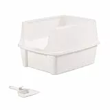 Iris Ohyama, Lettiera per gatti, Toilette chiusa per gatti, Pala, L48,5 x P38 x H30 cm, CLH-12, Bianco