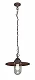 Trio Leuchten Brenta 301760124 - Lampadario a sospensione per esterni, in alluminio pressofuso color ruggine, vetro trasparente, 1 lampadina E27