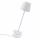 K-Bright Lampada LED Dimmerabile da tavolo in alluminio, H38cm，Ricaricabile Colore luce calda Per interni/esterni Lampada da tavolo con base di ricarica a contatto (Bianco)