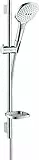 hansgrohe Raindance Select E Set doccia 120 3 getti con asta doccia 65 cm e portasapone, bianco/cromo, 26620400