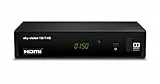 Sky vision 150 T-HD DVB-T2 Ricevitore, decoder digitale terrestre HD, Ricevente Antenna, TV in HD Decoder HEVC H.265, HDMI, USB 2.0, LAN, SCART, DOLBY DIGITAL PLUS, RSS Feed via Ethernet, nero