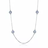 TIANGUO personalità malvagia Occhio Ciondolo Collana 925 Argento Sterling Lungo Catena a Catena di Cristallo Turco collane Donne Ragazze Fortuna Gioielli-White Gold -Style 2
