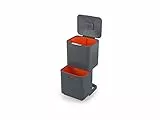 Joseph Joseph Totem Max - Pattumiera da Cucina con coperchio e filtro anti-odore, Bidone per Raccolta Differenziata, Sistema di separazione con 3 scomparti, 60 Litri, Colore Grafite