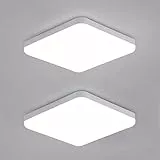 DAXGD Plafoniera Led Soffitto Quadrata 32W, 2 Unità Plafoniera led Impermeabile IP54, 3600LM 6500K Bianco Freddo, Plafoniera Bagno Cucina Corridoio Balcone 25cm