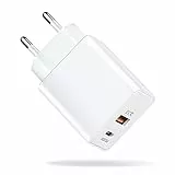 Caricatore USB C da Muro, pd 20W Caricabatteria con Presa USB C e USB A per iPhone14/13/12/11/Pro/Max/mini/SE, Huawei Samsung Xiaomi Fast Charge