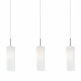 Eglo Troy 3 Lampada a Sospensione, Bianco/Cromo, 72 x 10.5 x 110 cm