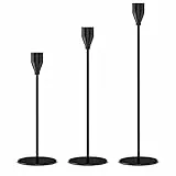 Relota Set di 3 Porta Candele da Tavolo 33/28/22cm, Portacandele Nero in Metallo, Candelabro Moderno, Natalizio Candelabri, Candeliere per Matrimoni, Compleanni, Natale, Cena a Lume di Candela