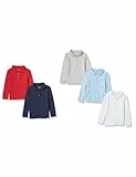 Amazon Essentials Polo in Interlock a Maniche Lunghe Stile Uniforme Bambine e Ragazze, Pacco da 5, Multicolore, 8 Anni