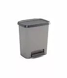 Kis Pattumiera Compatta a Pedale con Anello Fermasacco per Sacchetto, 38 x 28 x 43 cm, 25 Lt, Grigio