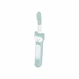 MAM Spazzola massaggiante con setole morbide in silicone, adatta ai bambini alla pulizia quotidiana dei denti, spazzolino da denti per alleviare il mal di denti, dai 3 mesi in su, turchese