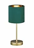 Fischer & Honsel Lampada da tavolo Aura, elegante lampada da tavolo dal design classico con interruttore a cavo, 1 attacco E 14, metallo dorato e paralume in velluto turchese, altezza: 34 cm