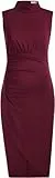 Maacie Abito Premaman Bodycon Lato Increspato Senza Maniche Dolcevita Abito per Baby Shower, rosso vivo, S