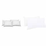 Amazon Basics - Federa copricuscino in 100% Cotone Morbido, con Cerniera, 100% Cotone, con Cerniera, Bianco, 50 x 80 cm - 4 pz & Federe a 400 Fili, Set di 2, 50 x 80 cm - Bianco