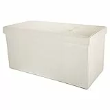 Intirilife Pouf Pieghevole 78x38x38 cm in Bianco OPALINO – Cassapanca Cubo Contenitore Imbottito de Similpelle con Coperchio – Ottomane Poggapiedi Sgabello Panca Poltrona
