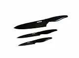 Excelsa Set 3 Coltelli da Cucina, Acciaio Rivestito al Titanio, Nero