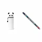 Legami Kawaii Astuccio 2 in 1 in Morbido Silicone, Panda & Penna Gel Cancellabile, Erasable Pen, Ø 0