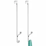 mDesign Set da 2 Appendiabiti da porta – Attaccapanni ingresso ideali per cappotti, giacche, borse e molto altro – 2 ganci appendiabiti per ingresso e bagno – argento