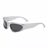 SHEEN KELLY Vintage avvolgente occhiali da sole per manelanti sportivi polarizzati da uomo Sfiorli argento