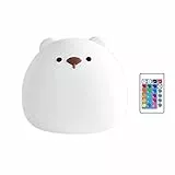 Peiruika Luce Notturna Bambini, Lampada da Comodino con Telecomando e Sensore Tattile, 9 Multicolori Luce Notturna LED, Lampada Notturna per bambini Silicone BPA Free, Lampada LED Ricaricabile
