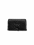 Pinko Love Click Classic Sheep Nappa Chevron Donna, Z99B_Nero Limousine Block Color, One Size