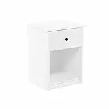 Furinno Lucca, tavolino, Comodino con Un cassetto, Legno ingegnerizzato, Bianco, 1-Confezione