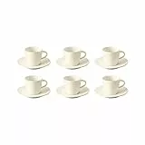 Villeroy & Boch Manufacture Rock Blanc - Set di 6 tazze da caffè con piattino, 60 ml, in porcellana di alta qualità, lavabili in lavastoviglie e microonde, colore: Bianco