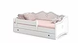 KOBI Letto per bambini bianchi Emma 80x160 con un materasso + telaio + cassetto