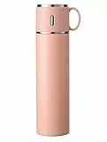 con Coperchio Thermos per Bibite Stainless Steel Doppio Strato Bottiglia Isotermica Reusable Bottles Ideale per Viaggiare O Fare Sport, 580Ml Nero Pink,580ML