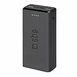 SBS Power Bank Caricabatterie 20000 mAh, 1 Porta USB-A da 10W e 1 da 5W, 1 USB-C da 10W, Slim, Leggero, Carica Fino a 8 Volte Smartphone e 4 Volte Tablet