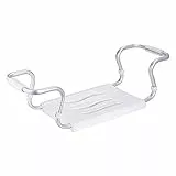 MSV 140696 - Sedile per vasca da bagno, Alluminio/Base in polipropilene, Bianco/Metallo, 55/70 x 18.7 x 26.1 cm